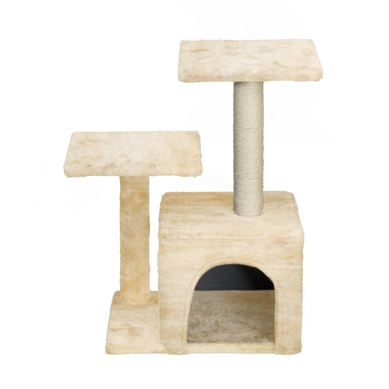 Arbre à chat avec refuge intégré - 40x29x60cm - Couleur écru