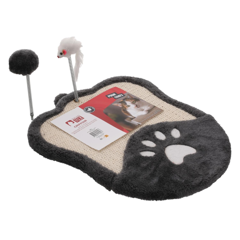 Griffoir à chat avec jouets anthracite - Confort et divertissement