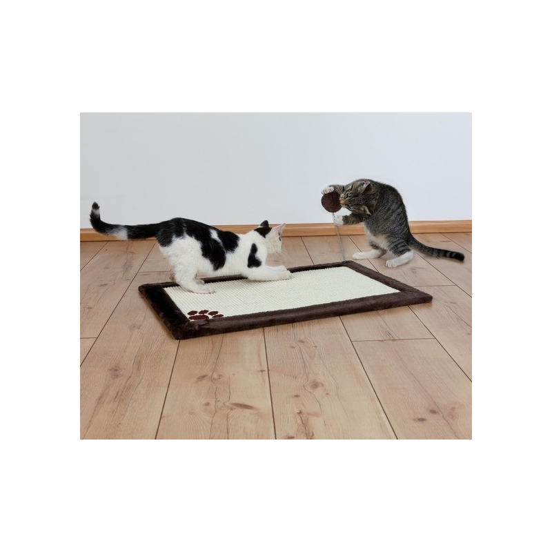 Tapis griffoir avec jouet pour chat en sisal et peluche