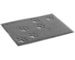 Tapis gamelle et litière anthracite pour chat - Design moderne