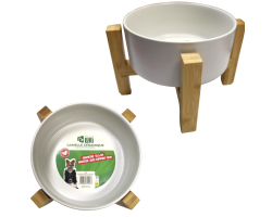 Gamelle en céramique blanche avec support en bambou - Mon Ami Luki