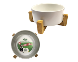 Gamelle en céramique blanche avec support en bois - Mon Ami Luki