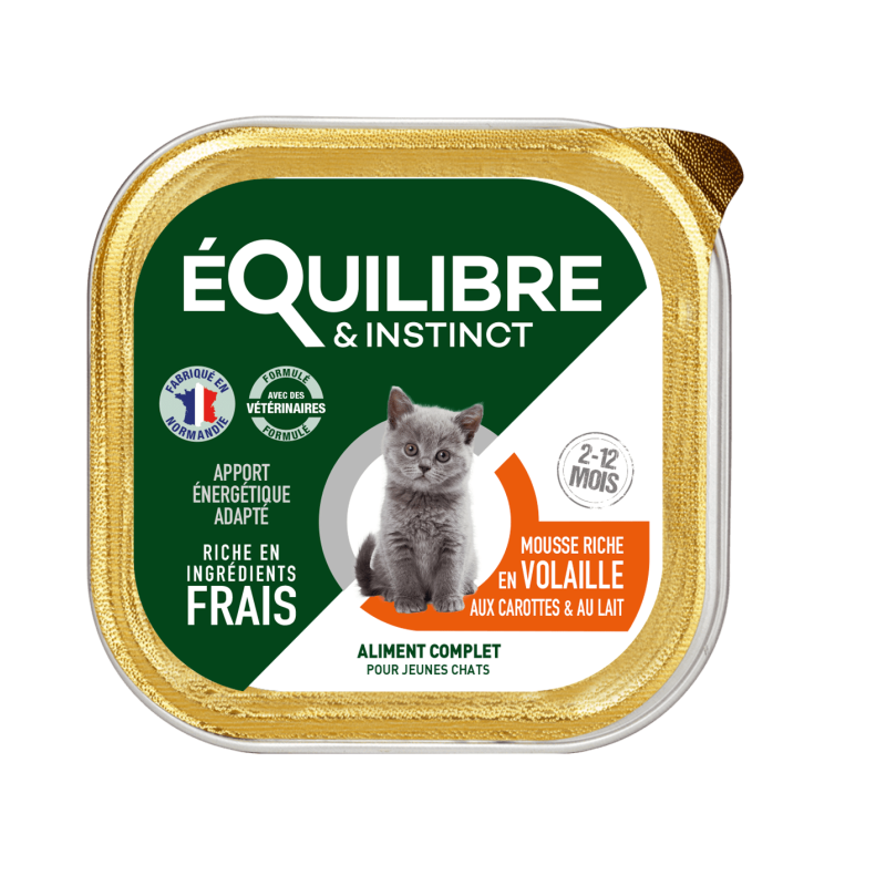 Mousse riche en volailles et carottes pour chaton - Alimentation de qualité