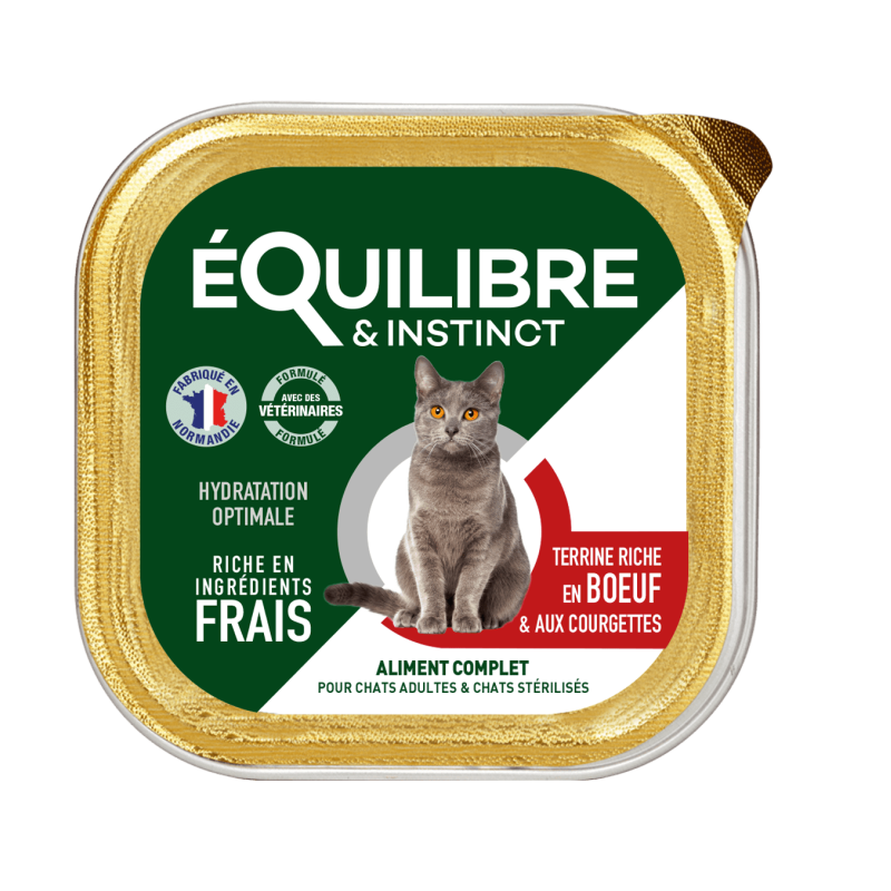 Pâtées riches en bœuf & courgettes pour chats adultes - Nourriture de qualité