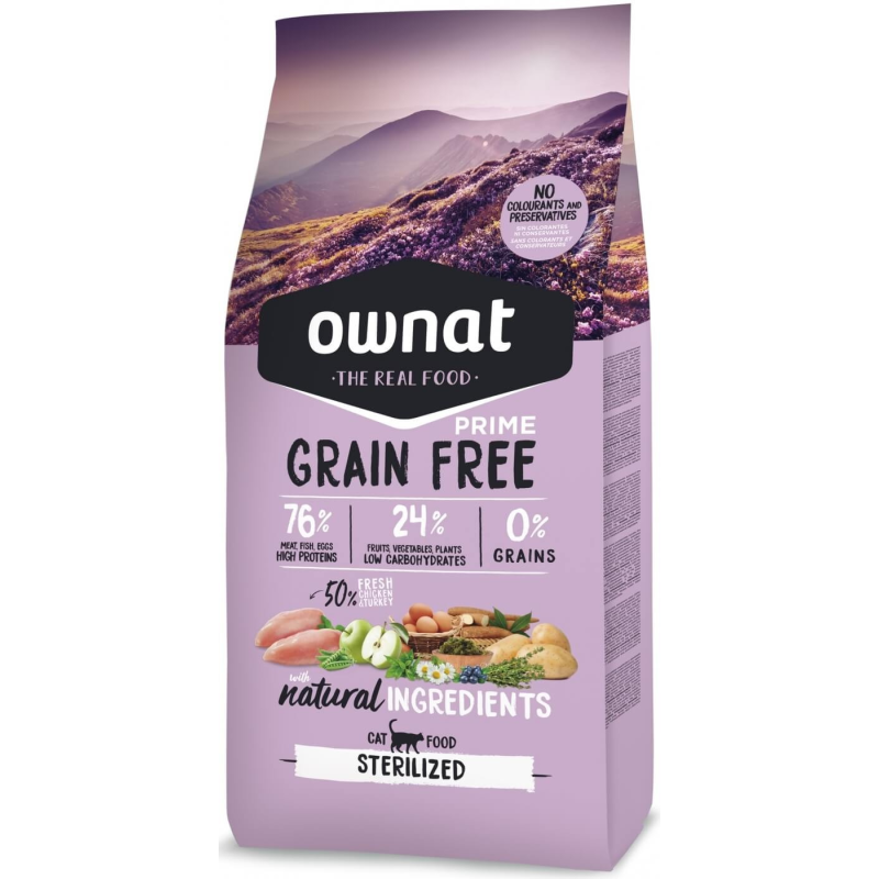 OWNAT PRIME Grain Free Sterilized pour chats stérilisés au poulet & dinde