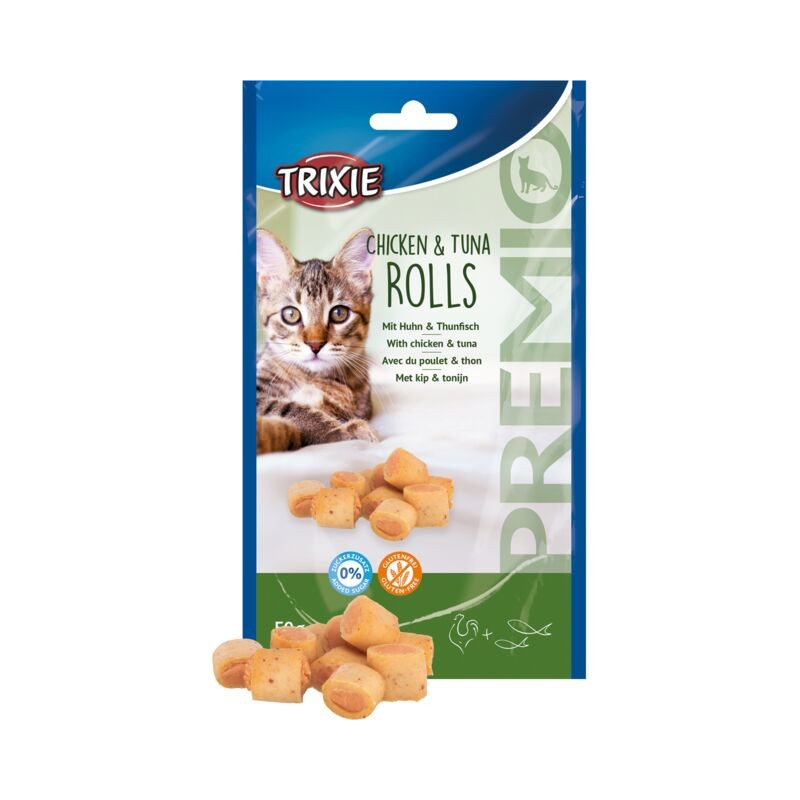 Premio roulé de poulet et thon 50g - Friandises haut de gamme pour chats