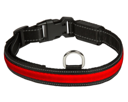 Collier lumineux rouge taille L pour chien - Sécurité nocturne