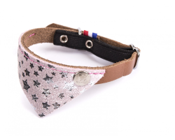Collier chat Miami 30 rose/cognac avec bandana cuir - Élégance et sécurité