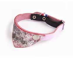 Collier chat Malibu 30 rose avec bandana en cuir