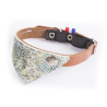 Collier chat Malibu 30 vert/cognac - Cuir de qualité avec bandana
