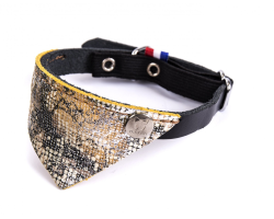 Collier chat Malibu 30 beige/noir en cuir avec bandana - Sécurité et style