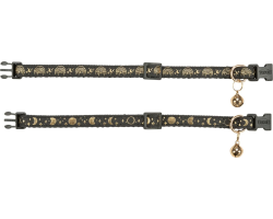 Collier pour chat noir Trixie avec motifs dorés et clochette