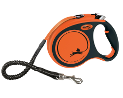 Laisse Sangle Flexi Xtreme Orange avec Mini Amortisseur - Pour Chiens