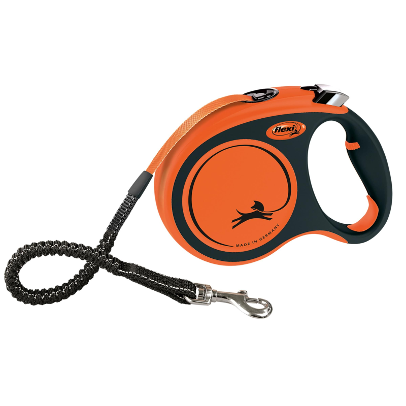 Laisse Sangle Flexi Xtreme Orange avec Mini Amortisseur - Pour Chiens