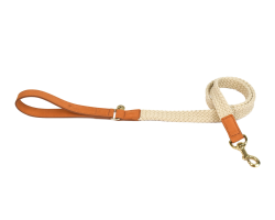 Laisse pour chien Tau brun clair - 120cm x 25mm en cuir italien