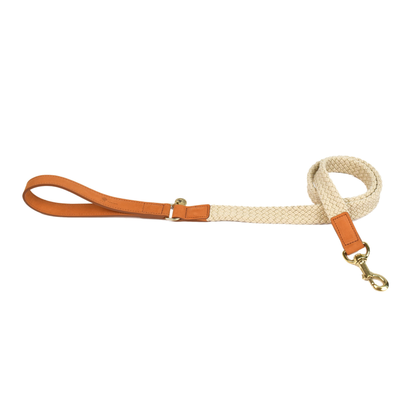 Laisse pour chien Tau brun clair - 120cm x 25mm en cuir italien