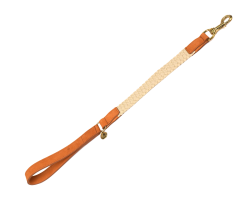 Laisse courte pour chien Tau brun clair en cuir nubuck - 60cm | Qualité supérieure