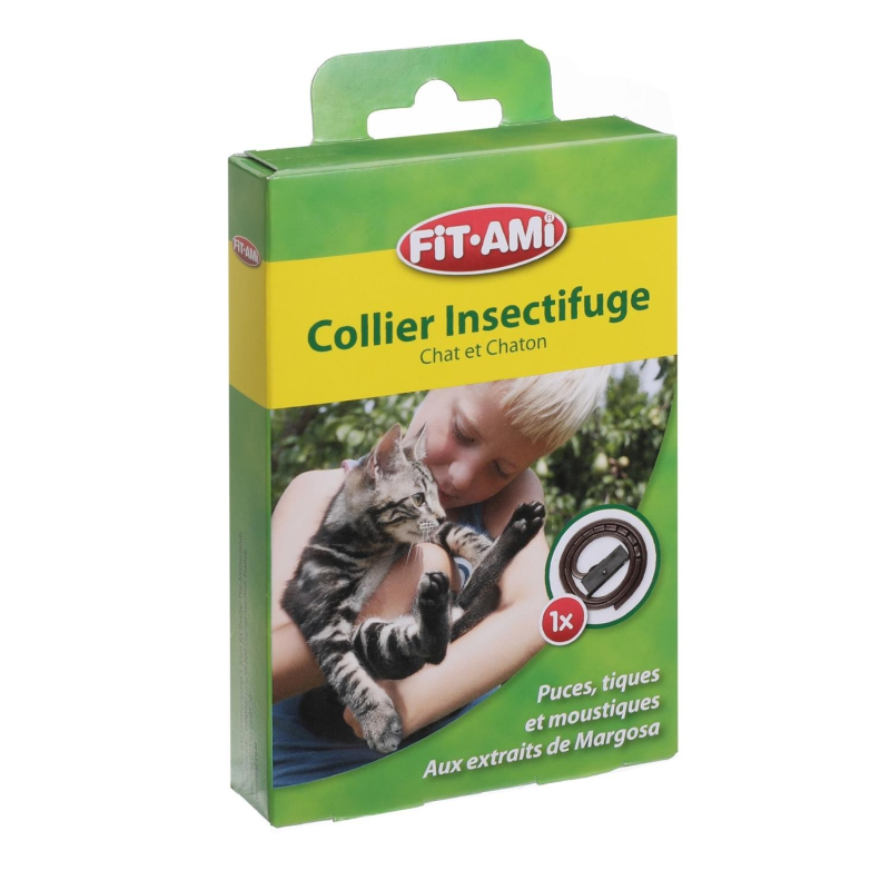 Collier insectifuge FIT-AMI pour chat - Protection contre puces, tiques et moustiques
