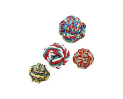 Balle colorée en corde coton pour chiens - Jouet haut de gamme