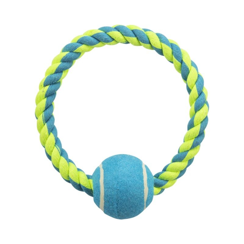 Jouet corde anneau avec balle de tennis pour chiens - Trixie