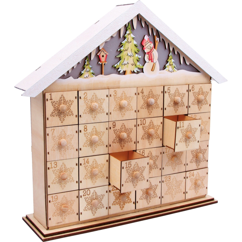 Calendrier de l'avent pour un ou deux chiens en bois avec LED