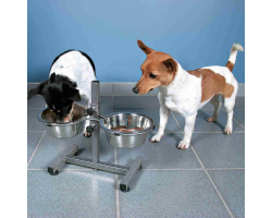 Bar pour petits chiens ou chats - Gamelles sur support réglable