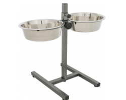 Bar réglable pour chiens avec gamelles en acier inoxydable Trixie