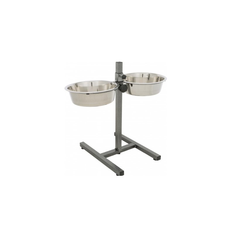 Bar réglable pour chiens avec gamelles en acier inoxydable Trixie