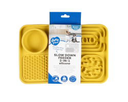 Bol anti-glouton 3-en-1 Jaune pour chiens - Duvoplus