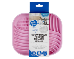 Bol anti-glouton carré en silicone rose pour chiens | Duvoplus