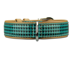 Collier cuir Artleather Coco's Choice Green/Beige pour chiens