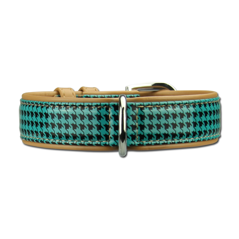 Collier cuir Artleather Coco's Choice Green/Beige pour chiens