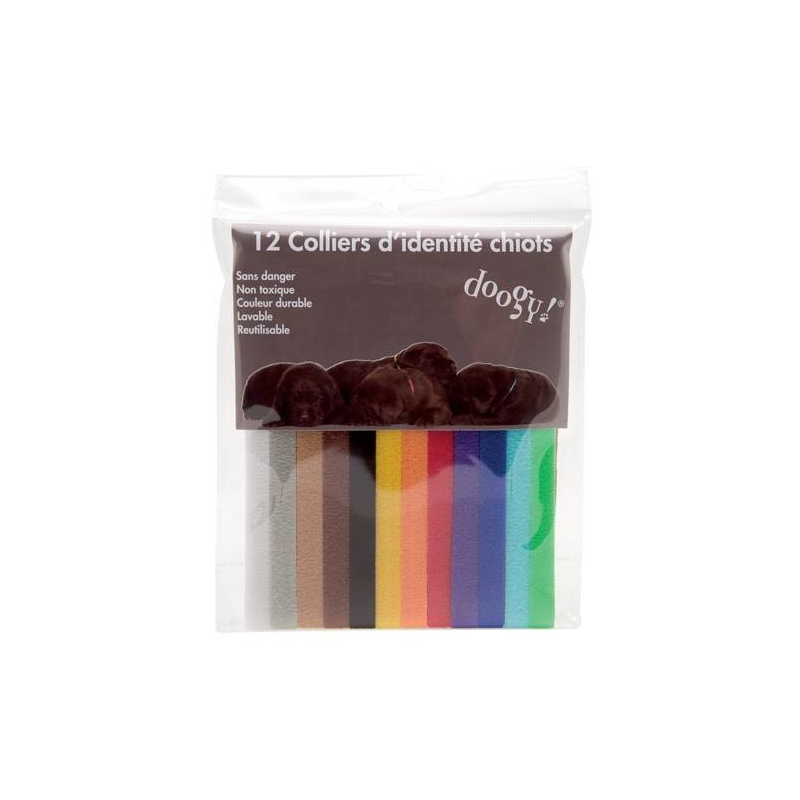 Lot de 12 Colliers d'identité DOOGY pour Chiots et Chatons