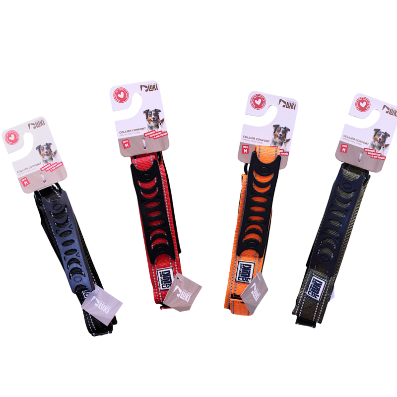 Collier réfléchissant avec poignée - Grand chien Taille M (34-44 cm)