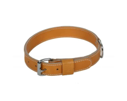 Collier double épaisseur en cuir orange pour chien | Martin Sellier