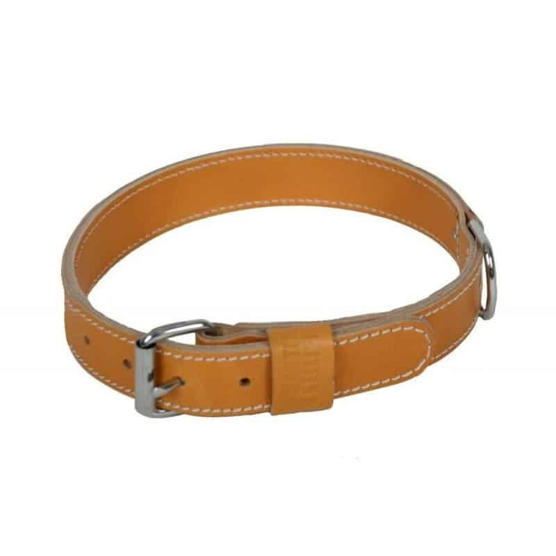 Collier double épaisseur en cuir orange pour chien | Martin Sellier