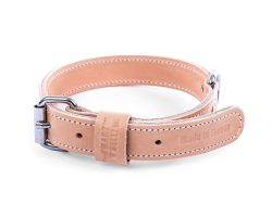 Collier double épaisseur cuir naturel pour chien - Martin Sellier
