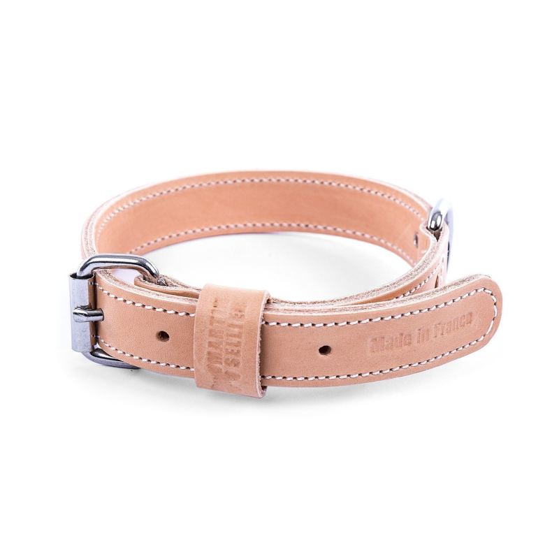 Collier double épaisseur cuir naturel pour chien - Martin Sellier