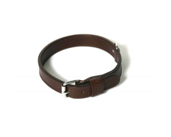 Collier double épaisseur en cuir marron pour chien - Martin Sellier