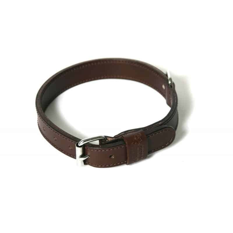Collier double épaisseur en cuir marron pour chien - Martin Sellier