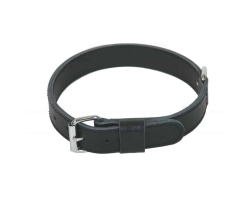 Collier double épaisseur cuir noir pour chien | Martin Sellier