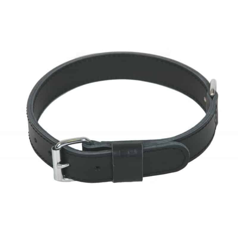 Collier double épaisseur cuir noir pour chien | Martin Sellier