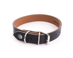 Collier en cuir ALLURE Noir et Cognac pour chien - Élégance et qualité