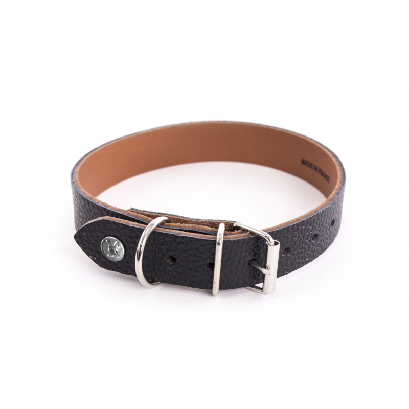 Collier en cuir ALLURE Noir et Cognac pour chien - Élégance et qualité