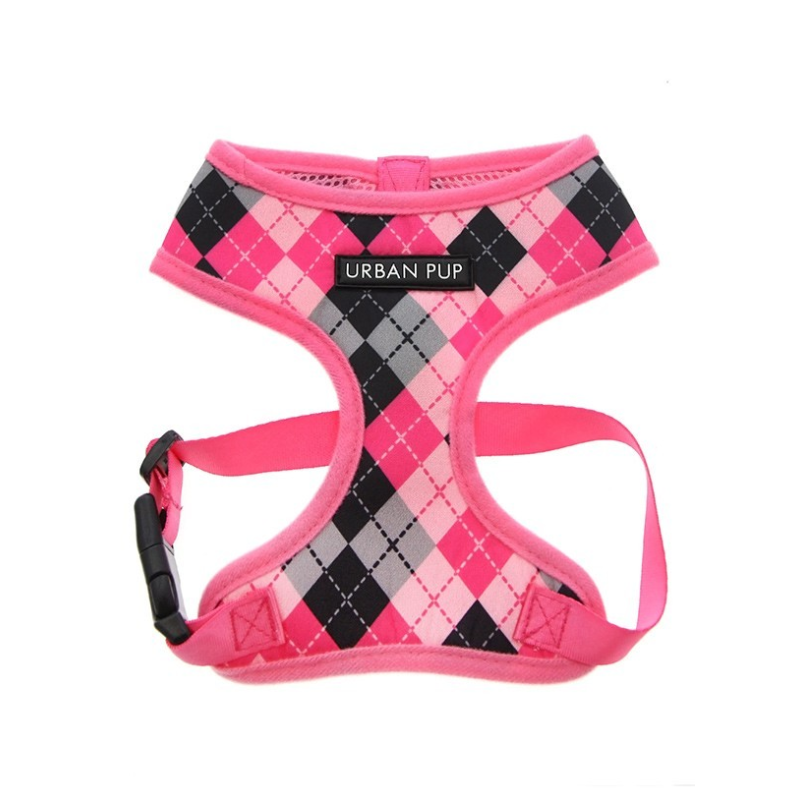 Harnais Urban Pup Pink Argyle pour Chiens - Confort et Design Écossais
