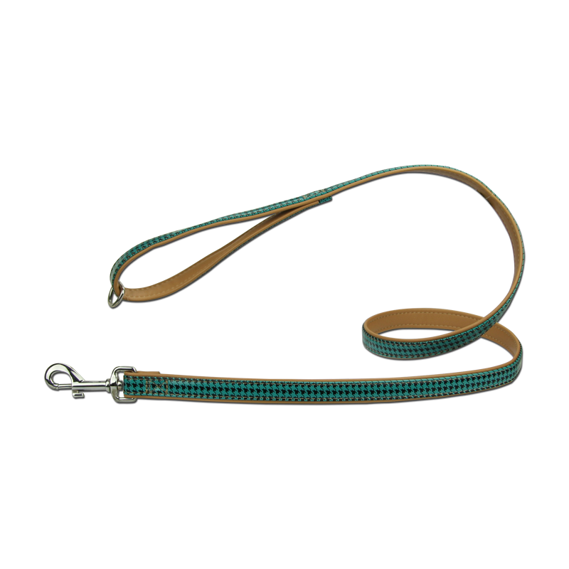 Laisse en cuir Artleather Coco's Choice Green/Beige pour chiens