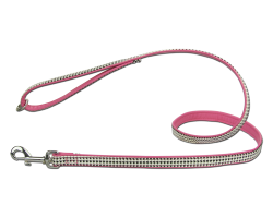 Laisse cuir Artleather Coco's Choice White/Pink pour chiens