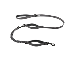 Laisse ultimate 2 en 1 safety gris réflective pour chiens - EXPLOR by DUVOPLUS