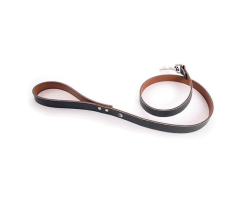 Laisse en cuir Allure Noir et Cognac pour chien - Élégance et qualité