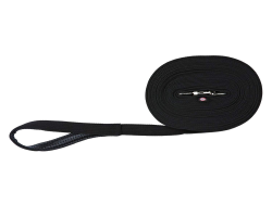 Laisse à pister noire - Longe en sangle plate pour chiens